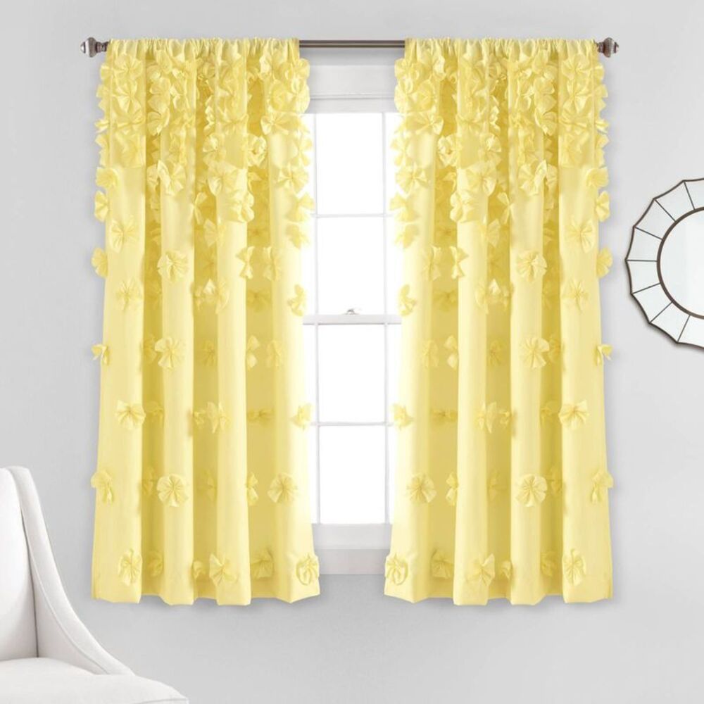 Lush Décor 63"x54" Riley Light Filtering Curtain Panels - Vintage Yellow